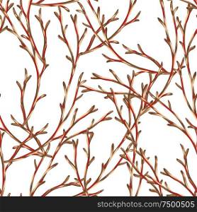 Seamless pattern with dry branches. Stylized hand drawn background in retro style.. Seamless pattern with dry branches.