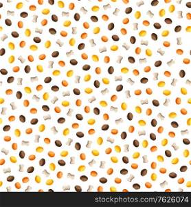 Seamless pattern with dry food for cats or dogs. Background of animal feed.. Seamless pattern with dry food for cats or dogs.