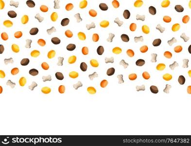 Seamless pattern with dry food for cats or dogs. Background of animal feed.. Seamless pattern with dry food for cats or dogs.