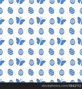 Seamless pattern with Easter eggs, butterflies. Happy Easter. Festive background. Design for banner, poster or print.