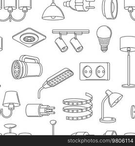 Seamless pattern with electric lightings and l&s. Electrical equipment. Industrial or business image design.. Seamless pattern with electric lightings and l&s. Electrical equipment. Industrial or business design.