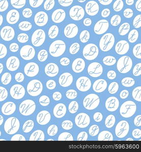 Seamless pattern with English cursive letters. Vector illustration.