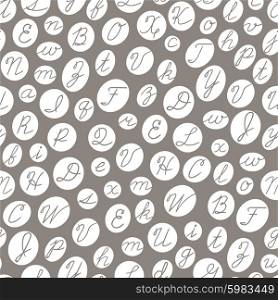 Seamless pattern with English cursive letters. Vector illustration.