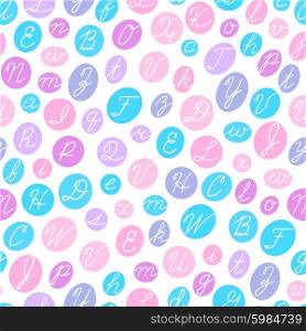 Seamless pattern with English cursive letters. Vector illustration.