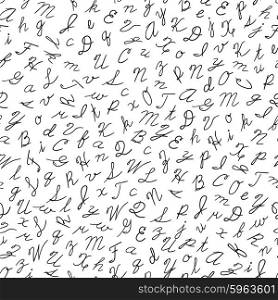 Seamless pattern with English cursive letters. Vector illustration.. Seamless pattern with English cursive letters.