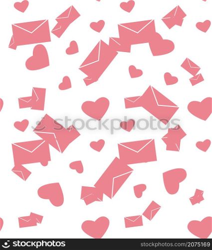 Seamless pattern with envelope and hearts Vector illustration
