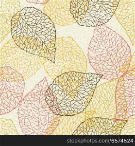 Seamless pattern with falling leaves. Natural illustration of autumn foliage.. Seamless pattern with falling leaves.