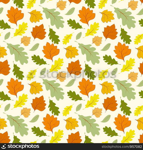 Seamless pattern with falling maple leaves with orange colors