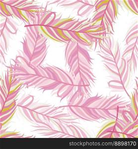 Seamless pattern with feathers. Abstract tropical palm leaves. Design for fabric, textile print, wrapping paper, cover. Vector illustration. Seamless pattern with feathers. Abstract tropical palm leaves.