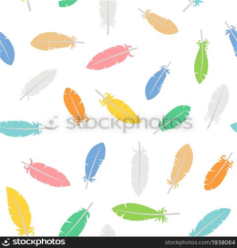 Seamless pattern with feathers on white background