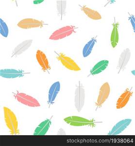 Seamless pattern with feathers on white background