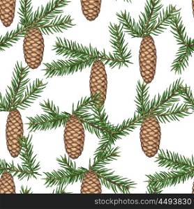 Seamless pattern with fir branches and cones. Detailed vintage illustration. Seamless pattern with fir branches and cones. Detailed vintage illustration.