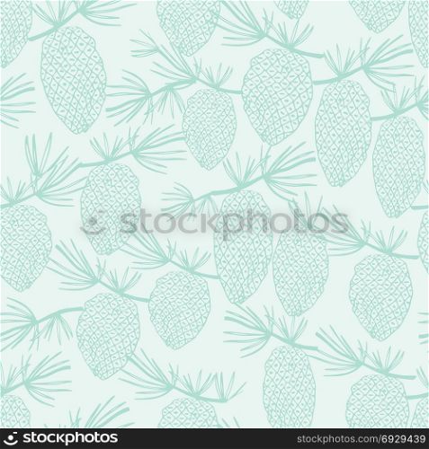 Seamless pattern with fir branches.Christmas and New Year background. Vector illustration.. Seamless pattern with fir and pine branches and cones. Christmas and New Year blue background. Vector illustration.