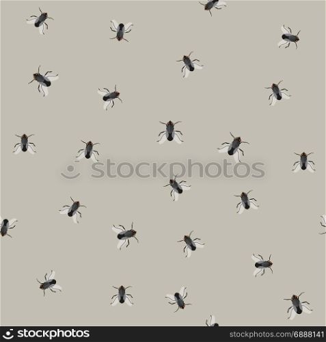 Seamless pattern with flies. Seamless pattern with flies. Repeatable background with housefly.