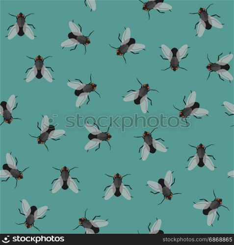 Seamless pattern with flies. Seamless pattern with flies. Vector flat repeatable background with houseflies.