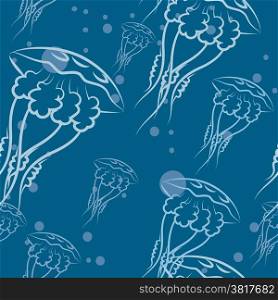 seamless pattern with floating jellyfishes