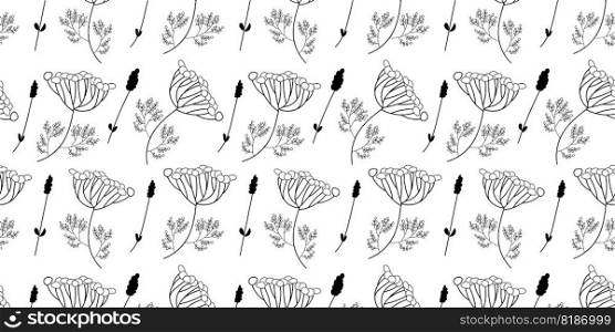 Seamless pattern with floral elements. Pattern with branches. Black and white. Vector EPS10. Seamless pattern with floral elements. Vector pattern with branches. Black and white.