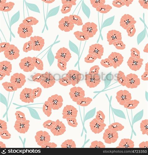 Seamless pattern with flowers and floral elements, nature life, vector illustration