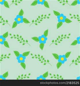 Seamless pattern with flowers and leaves in delicate spring tones. Seamless pattern with flowers and leaves