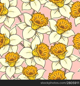 Seamless pattern with flowers daffodil (narcissus )