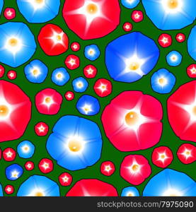 Seamless pattern with flowers ipomoea morning glory