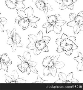 Seamless pattern with flowers narcissus. Vector illustration.