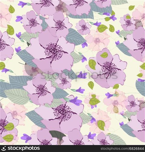 Seamless pattern with flowers spring time