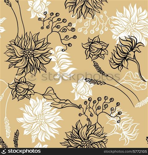 Seamless pattern with flowers. Vector background for you design.. Seamless pattern with flowers. Vector background for you design