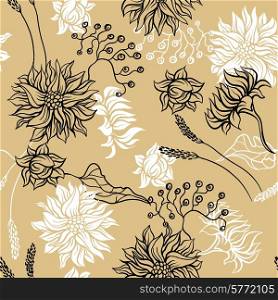 Seamless pattern with flowers. Vector background for you design.. Seamless pattern with flowers. Vector background for you design