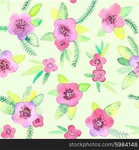 Seamless pattern with flowers. Watercolor violets. Vector illustration.