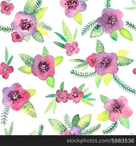 Seamless pattern with flowers. Watercolor violets. Vector illustration.. Seamless pattern with flowers in vector.