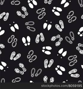Seamless pattern with footprints. Seamless pattern with footprint on black background. Vector illustration