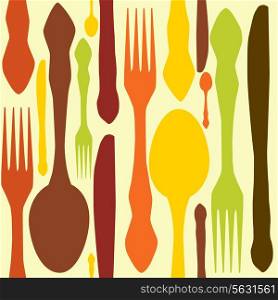 seamless pattern with forks, spoons end knifes. Vector illustration.