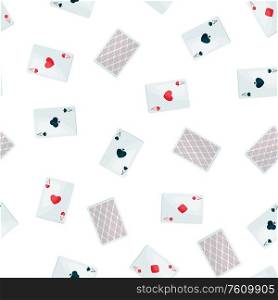 Seamless pattern with four aces playing cards suit. On-board game or gambling for casino.. Seamless pattern with four aces playing cards suit.
