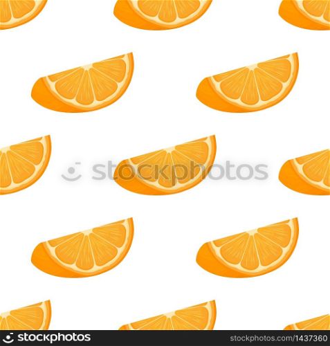 Seamless pattern with fresh bright exotic cut slice tangerine or mandarin isolated on white background. Summer fruits for healthy lifestyle. Organic fruit. Vector illustration for any design. Seamless pattern with fresh bright exotic cut slice tangerine or mandarin isolated on white background. Summer fruits for healthy lifestyle. Organic fruit. Vector illustration for any design.