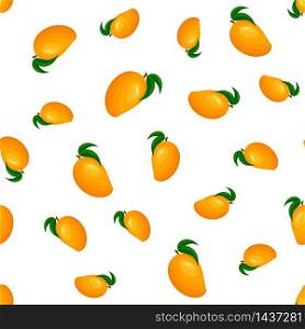 Seamless pattern with fresh bright exotic whole mango isolated on white background. Summer fruits for healthy lifestyle. Organic fruit. Cartoon style. Vector illustration for any design. Seamless pattern with fresh bright exotic whole mango isolated on white background. Summer fruits for healthy lifestyle. Organic fruit. Cartoon style. Vector illustration for any design.