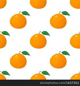 Seamless pattern with fresh bright exotic whole tangerine or mandarin isolated on white background. Summer fruits for healthy lifestyle. Organic fruit. Vector illustration for any design. Seamless pattern with fresh bright exotic whole tangerine or mandarin isolated on white background. Summer fruits for healthy lifestyle. Organic fruit. Vector illustration for any design.