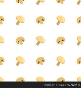Seamless pattern with fresh champignons. Organic food. Cartoon style. Vector illustration for design, web, wrapping paper, fabric, wallpaper.