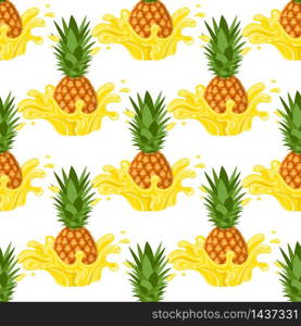 Seamless pattern with fresh pineapple yellow juice splash burst isolated on white background. Summer fruit juice. Vector illustration for any design. Seamless pattern with fresh pineapple yellow juice splash burst isolated on white background. Summer fruit juice. Vector illustration for any design.