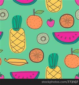 Seamless pattern with fruit background. Vector illustrations for gift wrap design.
