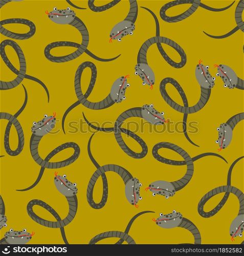 Seamless pattern with funny snakes