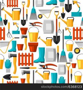 Seamless pattern with garden tools and icons. All for gardening business illustration. Seamless pattern with garden tools and icons. All for gardening business illustration.