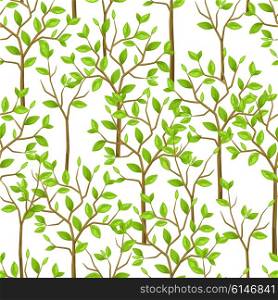 Seamless pattern with garden tress. Background made without clipping mask. Easy to use for backdrop, textile, wrapping paper.