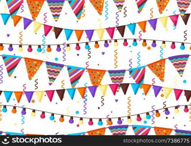 Seamless pattern with garland of flags. Celebration holiday background.. Seamless pattern with garland of flags.