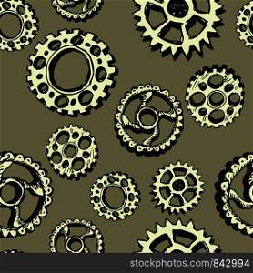 Seamless pattern with gears ,Steampunk style background hand drawn, stock vector illustration. Seamless pattern with gears