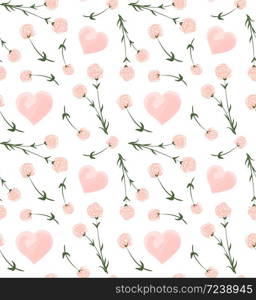 Seamless pattern with gentle hand drawn florals in pastel colors. Flower in romantic retro style for fabric.