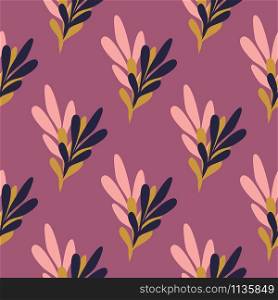Seamless pattern with geometrical leaves in retro style. Design for fabric, textile print, wrapping paper. Vector illustration. Seamless pattern with geometrical leaves in retro style.