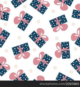 Seamless pattern with gift box.Perfect for wrapping paper and fabric. Vector illustration design elements. Vector design for postcard, packaging.. Seamless pattern with gift box. Vector illustration design elements.