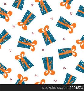 Seamless pattern with gift box.Perfect for wrapping paper and fabric. Vector illustration design elements.. Seamless pattern with gift box. Vector illustration design elements.