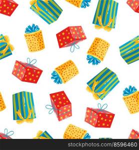 Seamless pattern with gift boxes. Colorful presents for celebration, discounts or promotions.. Seamless pattern with gift boxes. Colorful presents for celebration or promotions.